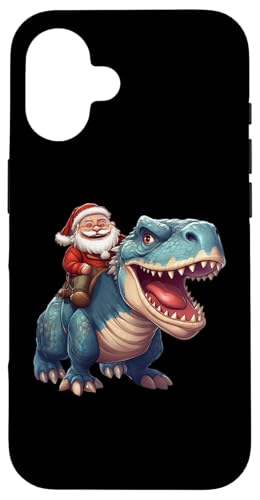 Hülle für iPhone 16 Weihnachtsmann reitender Dinosaurier lustig Weihnachten Jungen Mädchen Kinder von Christmas Happy Christmas