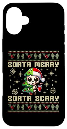 Hülle für iPhone 16 Plus Funny Christmas Sorta Merry Sorta Scary Skelett Xmas Men von Christmas Holiday Wear