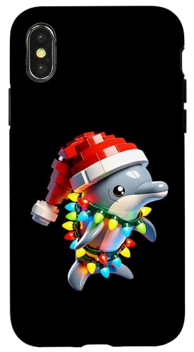 Hülle für iPhone X/XS Delphin Bausteine Weihnachtsbeleuchtung Delphin Lover Jungen von Christmas Holiday Wear