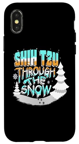 Hülle für iPhone X/XS Winter Shih-Tzu-Liebhaber Shih Tzu durch den Schnee Weihnachten von Christmas Humor Fun Holiday Gifts Kanig Designs