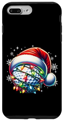 Hülle für iPhone 7 Plus/8 Plus Weihnachtsbeleuchtung Golfball mit Weihnachtsmannmütze Herren Damen Kinder von Christmas Lights Golf Ball For Men Women Kids