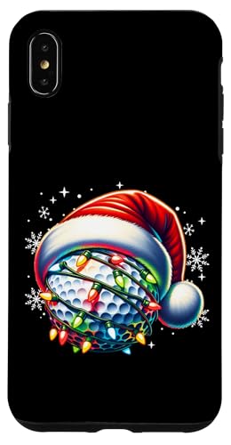 Hülle für iPhone XS Max Weihnachtsbeleuchtung Golfball mit Weihnachtsmannmütze Herren Damen Kinder von Christmas Lights Golf Ball For Men Women Kids