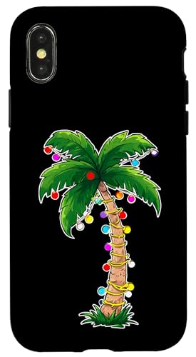 Hülle für iPhone X/XS Weihnachtsbeleuchtung Palme lustig tropisch Xmas Strand Sommer von Christmas Lights Palm Tree Products