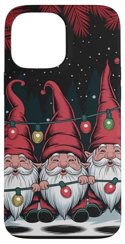 Hülle für iPhone 13 Pro Max Weihnachtsbeleuchtung, rotes Büffelkaro, drei Zwerge von Christmas Lights Plaid Gnomes