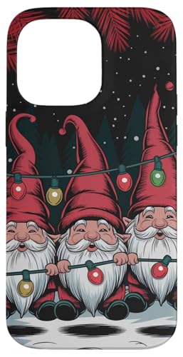 Hülle für iPhone 14 Pro Max Weihnachtsbeleuchtung, rotes Büffelkaro, drei Zwerge von Christmas Lights Plaid Gnomes