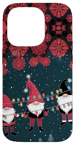 Hülle für iPhone 14 Pro Weihnachtsbeleuchtung, rotes Büffelkaro, drei Zwerge von Christmas Lights Plaid Gnomes