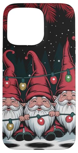 Hülle für iPhone 15 Pro Max Weihnachtsbeleuchtung, rotes Büffelkaro, drei Zwerge von Christmas Lights Plaid Gnomes