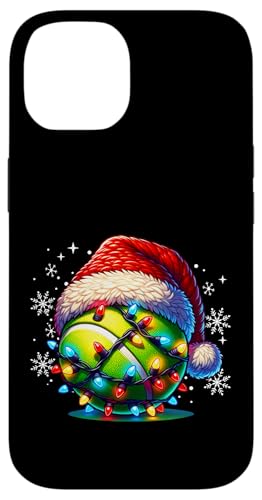 Hülle für iPhone 14 Weihnachtsbeleuchtung Tennisball mit Nikolausmütze Herren Damen Kinder von Christmas Lights Tennis Ball For Men Women Kids