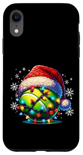 Hülle für iPhone XR Weihnachtsbeleuchtung Tennisball mit Nikolausmütze Herren Damen Kinder von Christmas Lights Tennis Ball For Men Women Kids