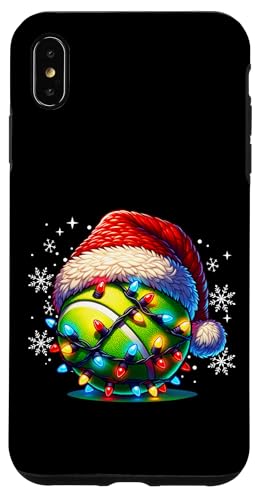 Hülle für iPhone XS Max Weihnachtsbeleuchtung Tennisball mit Nikolausmütze Herren Damen Kinder von Christmas Lights Tennis Ball For Men Women Kids