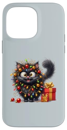 Hülle für iPhone 14 Pro Max Süße schwarze Katzen Weihnachtsbeleuchtung Xmas Lion von Christmas Lion Lover Gifts