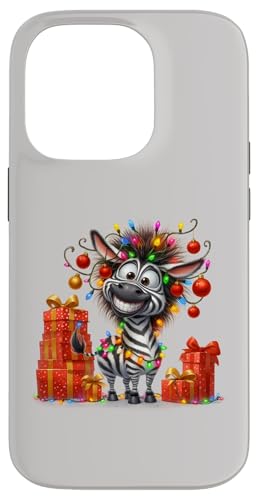 Hülle für iPhone 14 Pro Niedliche Zebras Weihnachtsbeleuchtung Xmas Lion von Christmas Lion Lover Gifts