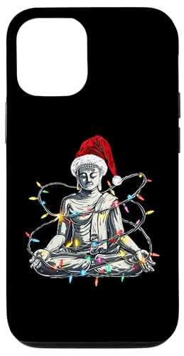 Hülle für iPhone 15 Lustiger meditierender Buddha mit Weihnachtsmannmütze, Weihnachtsbeleuchtung von Christmas Meditation Zen Buddhism Buddha Design