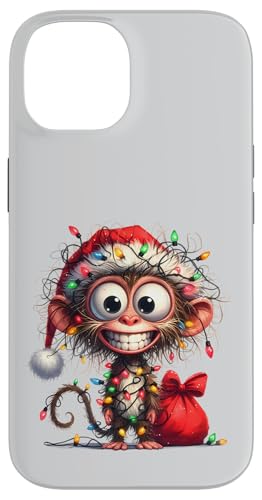 Hülle für iPhone 14 Süße Affen Weihnachtsbeleuchtung Xmas Affe von Christmas Monkey Lover Gifts