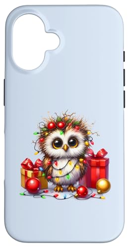 Hülle für iPhone 16 Süße Eulen Weihnachtsbeleuchtung Xmas Owl von Christmas Owl Lover Gifts