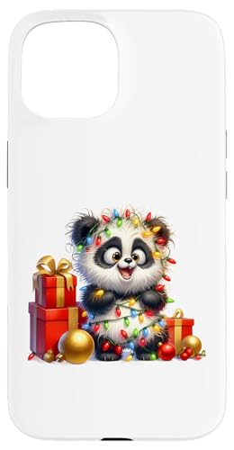 Hülle für iPhone 15 Niedliche Pandas Weihnachtsbeleuchtung Xmas Panda von Christmas Panda Lover Gifts