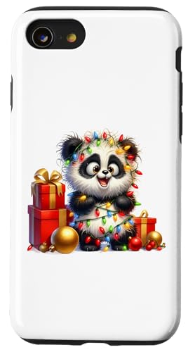 Hülle für iPhone SE (2020) / 7 / 8 Niedliche Pandas Weihnachtsbeleuchtung Xmas Panda von Christmas Panda Lover Gifts