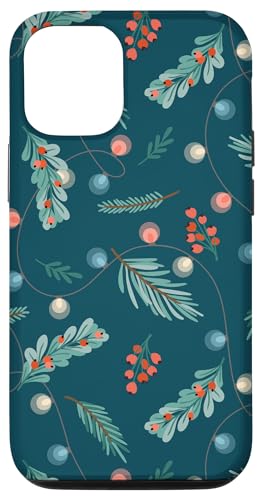 Hülle für iPhone 12/12 Pro Baumblätter Girlanden Glühbirnen Beeren Weihnachten Muster von Christmas Pattern