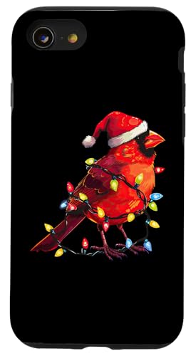 Hülle für iPhone SE (2020) / 7 / 8 Niedliche rote Weihnachtsmann-Weihnachtslichter, Weihnachtsbeleuchtung von Christmas Red Cardinal Santa Birdwatching Design