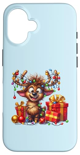 Hülle für iPhone 16 Niedliche Rentiere Weihnachtsbeleuchtung Xmas Rentier von Christmas Reindeer Lover Gifts