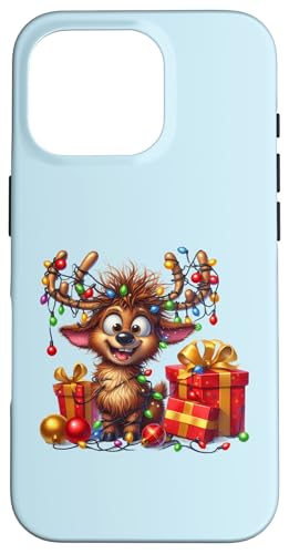 Hülle für iPhone 16 Pro Niedliche Rentiere Weihnachtsbeleuchtung Xmas Rentier von Christmas Reindeer Lover Gifts