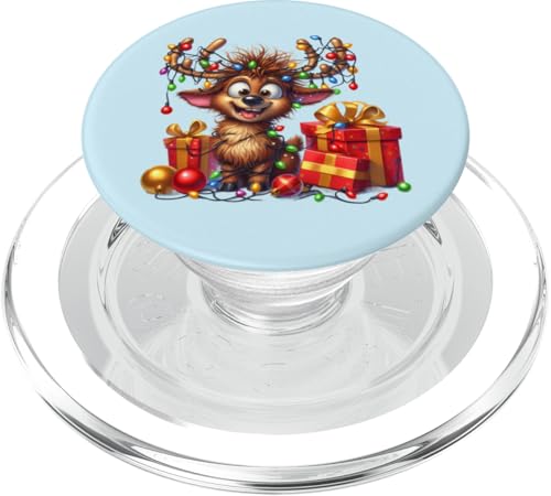 Niedliche Rentiere Weihnachtsbeleuchtung Xmas Rentier PopSockets PopGrip für MagSafe von Christmas Reindeer Lover Gifts