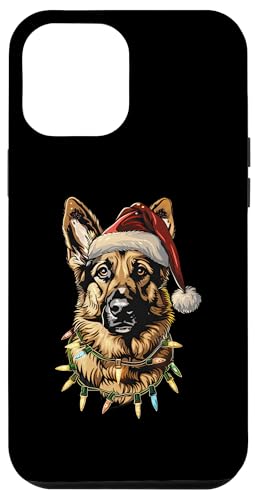 Hülle für iPhone 14 Plus Deutscher Schäferhund Weihnachtsmann Weihnachtsbeleuchtung Lustige Weihnachten von Christmas Santa Dog German Shepherd Holiday Design