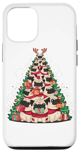 Hülle für iPhone 12/12 Pro Christmas Tree Pugs Pug Dog von Christmas Season Holiday Gifts