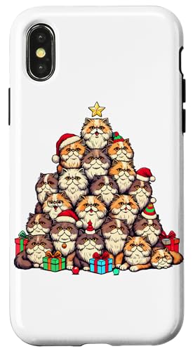 Hülle für iPhone X/XS Christmas Tree Persian Cat Persian Longhair von Christmas Season Holiday Gifts