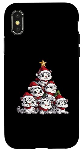 Hülle für iPhone X/XS Schneeleopard Weihnachtsbaum Xmas Mädchen Jungen Lustiger Weihnachtsmann von Christmas Shirts Pajamas PJ Men Women Kids Gifts