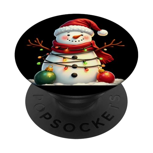 Schneemann Weihnachtsbeleuchtung mit Ornamenten Festlich Urlaub PopSockets Klebender PopGrip von Christmas Snowman Wonderland