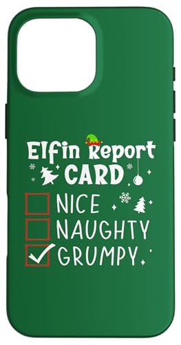 Hülle für iPhone 16 Pro Max Christmas Nice Naughty Funny Xmas List Grumpy Elf von Christmas Tees Pajamas PJ Men Women Kids Gifts Elf