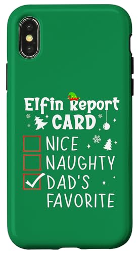 Hülle für iPhone X/XS Dad and Daughter Pjs Christmas Nice Naughty Funny Xmas List von Christmas Tees Pajamas PJ Men Women Kids Gifts Elf