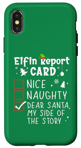 Hülle für iPhone X/XS Sarcastic Pajamas Christmas Nice Naughty Funny Xmas List von Christmas Tees Pajamas PJ Men Women Kids Gifts Elf