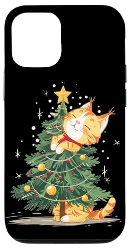 Hülle für iPhone 13 Pro Happy Cat und Merry Christmas Tree von Christmas Tree Cat Outfit