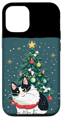 Hülle für iPhone 14 Coole pralle Katze in der festlichen Jahreszeit für Weihnachtsbaum-Liebhaber von Christmas Tree Cat Outfit