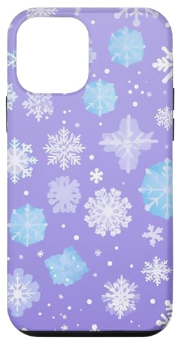 Hülle für iPhone 12 mini Eishellblau/lila Schneeflocken-Schneekristall von Christmas Winter theme