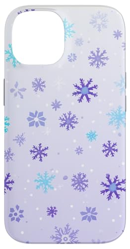 Hülle für iPhone 14 Eishellblau/lila Schneeflocken-Schneekristall von Christmas Winter theme