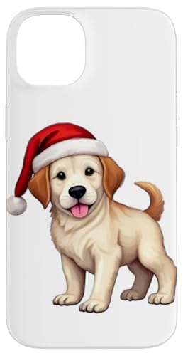 Hülle für iPhone 14 Plus Weihnachten, festlich, Weihnachtsmannwelpe, Labrador, Golden Retriever. von Christmas art