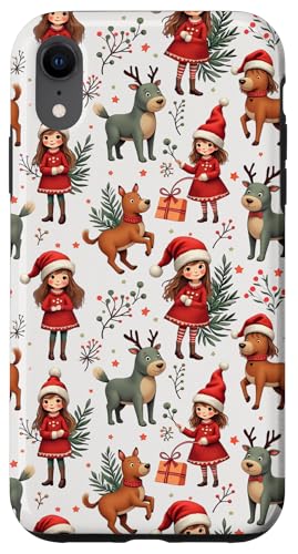 Hülle für iPhone XR Weihnachten, Weihnachtsmann, festlich, Mädchen, niedliche Hirschkunst von Christmas art