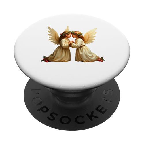 Mädchen, Weihnachten, festlich, heilig, Gebet, Engelsflügel PopSockets Klebender PopGrip von Christmas art