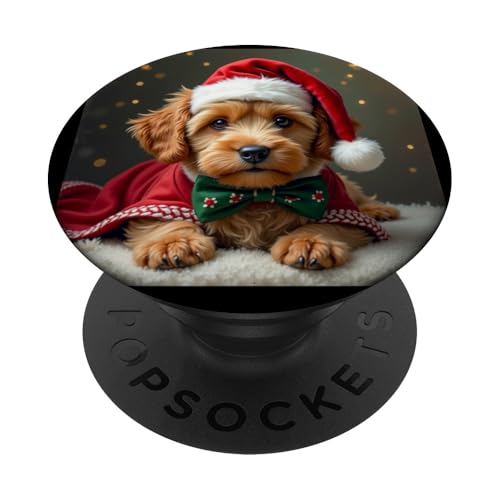 Weihnachten, Labradoodle, festlich, Welpen, süße Hunde. PopSockets Klebender PopGrip von Christmas art