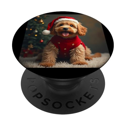 Weihnachten, Labradoodle, festlich, Welpen, süße Hunde. PopSockets Klebender PopGrip von Christmas art