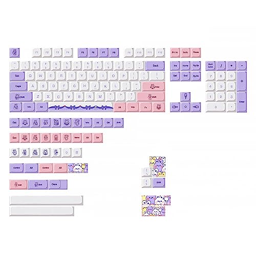 Christol Tastenabdeckung, 147 Stück, Lavendel-Kaninchen-Tasten, PBT-Farbstoff, Sublimation, XDA-Profil-Tastenkappen für mechanische Tastatur, MX-Switch, GK61 64 84-Layout von Christol