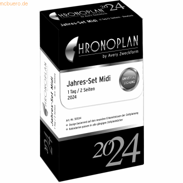 Chronoplan Jahres-Set Midi 1 Tag/1 Seite Kalendarium 2024 von Chronoplan