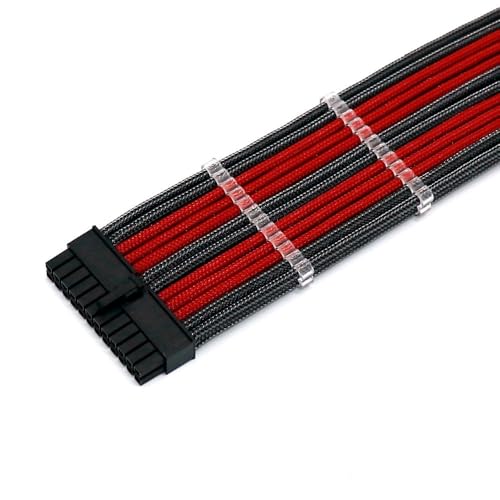 ChunLK 20/30 cm 24-poliges ATX-Verlängerungskabel for Motherboard, 24-poliger Stecker auf Buchse, 10 Farben(20cm,Carbon Dark red) von ChunLK