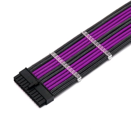 ChunLK 20/30 cm 24-poliges ATX-Verlängerungskabel for Motherboard, 24-poliger Stecker auf Buchse, 10 Farben(30cm,Carbon Purple) von ChunLK