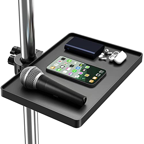 Universal Mikrofon Ständer Tablett Einstellbare Mic Stand Tray Clamp On Utility Shelf Stand Notenständer Tablett für Notenblatt, Live Streaming, Karaoke, Aufnahme, Notenständer Zubehör (22,1 x 16,5 von Chunxiao