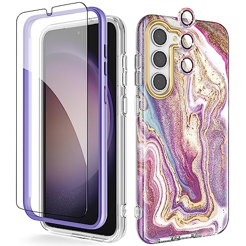 Chvelop für Samsung S23 Hülle mit Kameraschutz + Schutzfolie + Stoßfänger, Samsung Galaxy S23 Hülle Glänzend Stilvoll, TPU Stoßfest Kratzfest 360 Grad Schutz Handyhülle für Samsung S23 6.1'' Lila Chvelop für Samsung S23 Hülle mit Kameraschutz + Schutzfolie + Stoßfänger, Samsung Galaxy S23 Hülle Glänzend Stilvoll, TPU Stoßfest Kratzfest 360 Grad Schutz Handyhülle für Samsung S23 6.1'' Lila von Chvelop