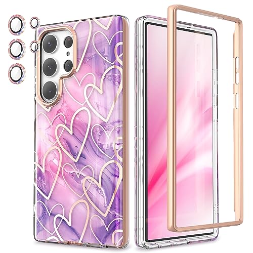 Chvelop für Samsung S23 Ultra Hülle mit Kameraschutz + Stoßfänger (OHNE Schutzfolie), Samsung Galaxy S23 Ultra Hülle Glänzend Stilvoll, TPU Stoßfest Handyhülle für Samsung S23 Ultra 6.8'' Lila+Herz Chvelop für Samsung S23 Ultra Hülle mit Kameraschutz + Stoßfänger (OHNE Schutzfolie), Samsung Galaxy S23 Ultra Hülle Glänzend Stilvoll, TPU Stoßfest Handyhülle für Samsung S23 Ultra 6.8'' Lila+Herz von Chvelop